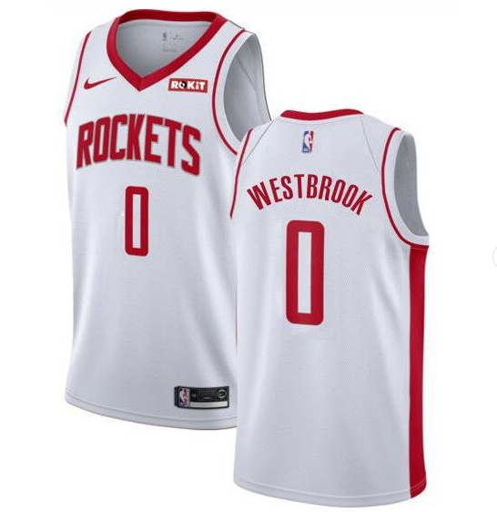Men's Houston Rockets #0 Russell Westbrook White NBA Stitched Jersey